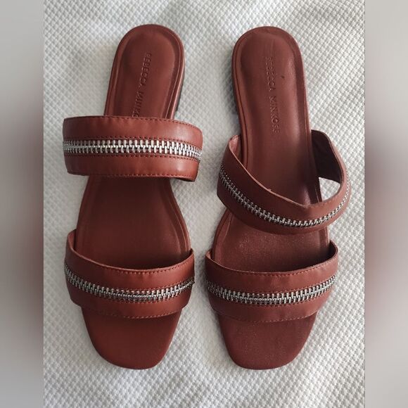 Rebecca Minkoff Marciann Brown Sandals with Silver Zipper - Picture 1 of 11